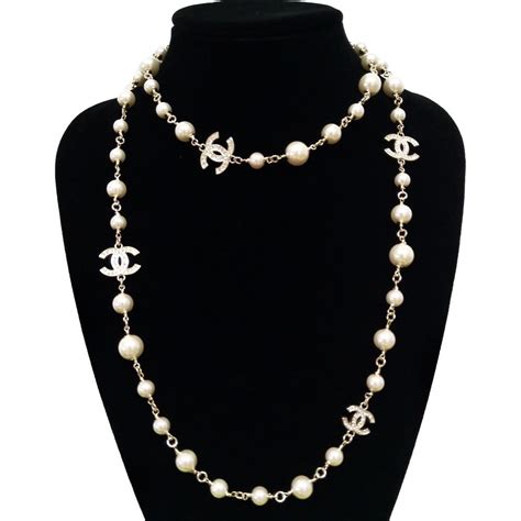 chanel white gold necklace|authentic Chanel necklaces.